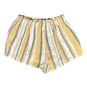 Cali 1850 Women Size XSmall Stripes Yellow Linen Shorts‎ Summer Vacation Boho